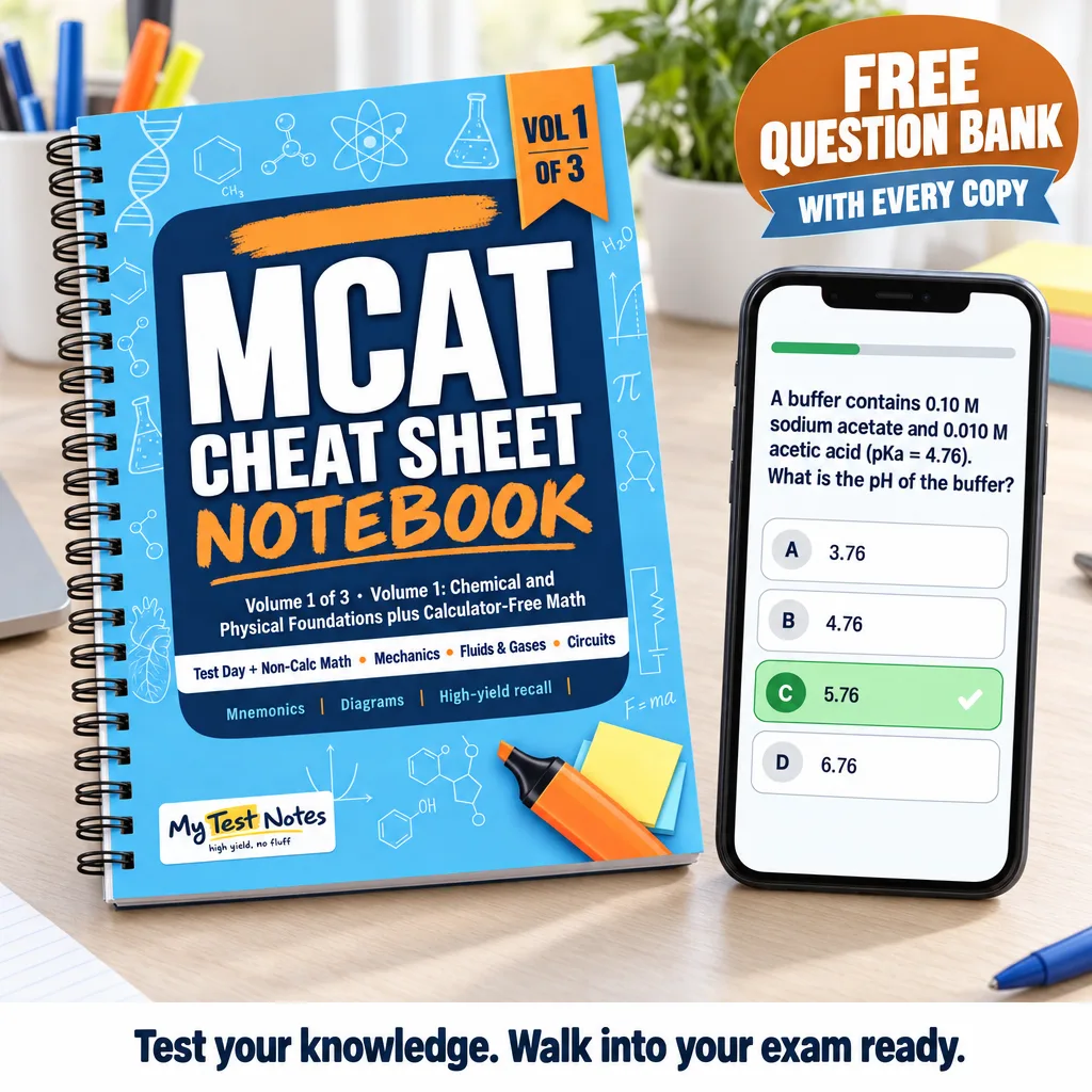 Free interactive question bank with every copy of MCAT Cheat Sheet Notebook