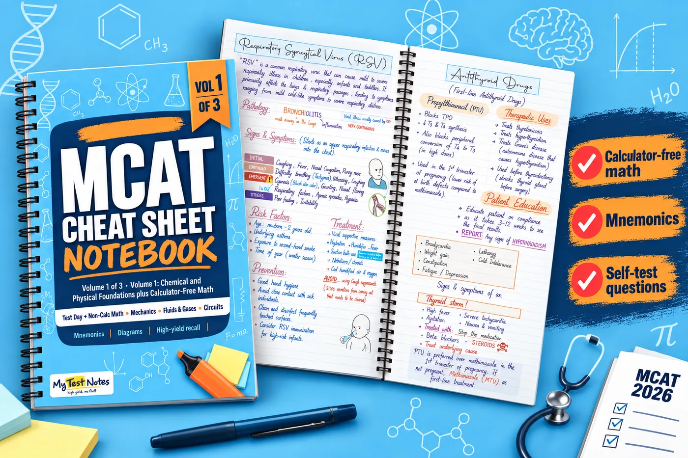 MCAT Cheat Sheet Notebook